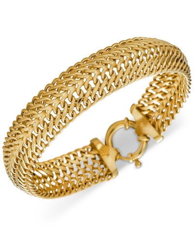 Macy's Woven Link Wide Chain Bracelet In 10k Gold In Yellow Gold