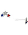 Giani Bernini Multicolor Crystal Triple Star Stud Earrings In Sterling Silver, Created For Macy's In Sterling Silver