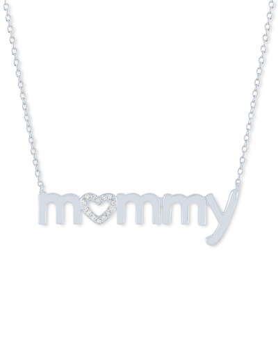 Macy's Diamond Mommy 18" Pendant Necklace (1/10 Ct. T.w.) In Sterling Silver