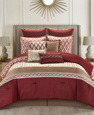 Stratford Park Caval 10-piece Comforter Set, King In Burgundy