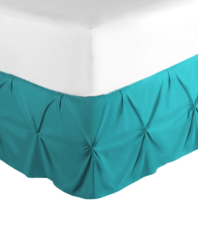 Nestl Bedding Bedding 14" Tailored Pinch Pleated Bedskirt, Twin In Teal Blue