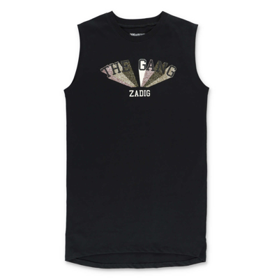 Zadig & Voltaire Teen Girls Black Cotton Dress In Nero