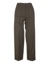 MONCLER WOMAN MILITARY GREEN CROPPED CHINO TROUSERS