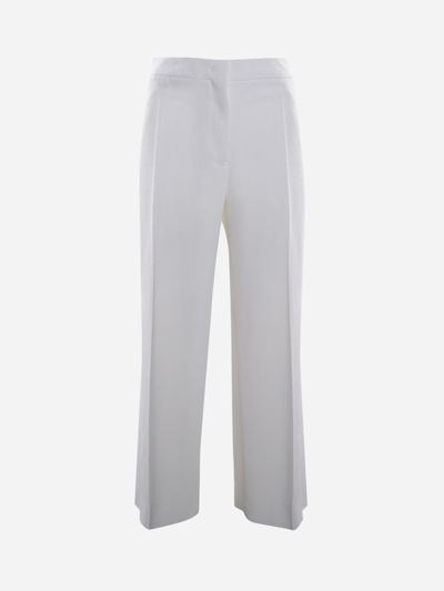 Jil Sander Cropped Tailored Trousers In Stretch Fabric In White