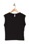 T Tahari Cap Sleeve Pima Cotton T-shirt In Black