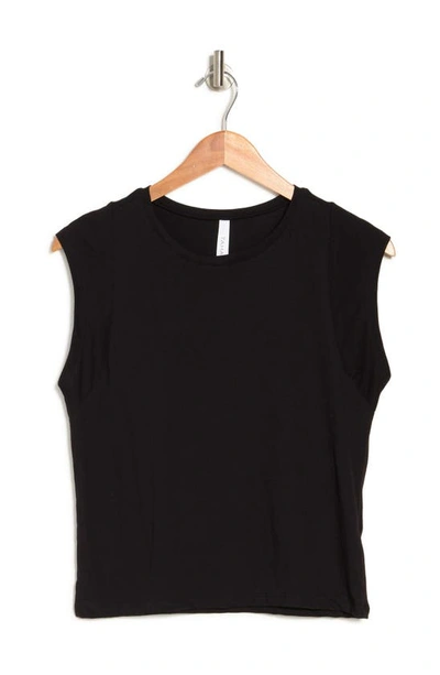 T Tahari Cap Sleeve Pima Cotton T-shirt In Black