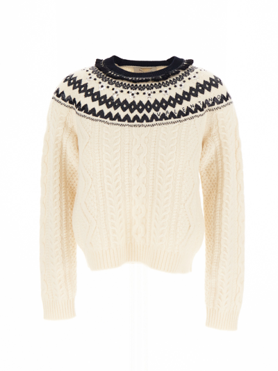 Valentino Foulard Archive Cable-knit Jumper In Ivory