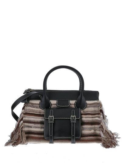 Chloé Large Edith Fringe Bag In Multicolour Black 1