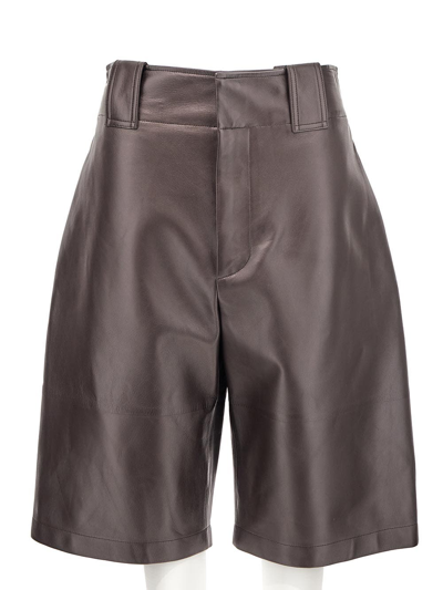 Bottega Veneta Shorts In Lambskin By  In Brown
