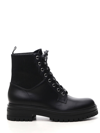 GIANVITO ROSSI BLACK CALF LEATHER MARTIS 20 RIBBED-DETAIL COMBAT BOOT,G7388420GOMCEONENE