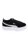 Puma Mayze Platform Suede Sneakers In Black- White