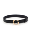 GUCCI BLACK THIN LEATHER BELT WITH G BUCKLE,655566BGH0G1000
