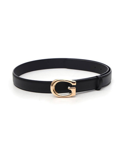 Gucci Black Thin Leather Belt With G Buckle