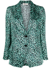 Laneus Green Leopard-print Blazer