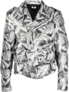 COMME DES GARÇONS HOMME DEUX ABSTRACT-PATTERN BIKER JACKET,PGJ0130511