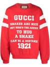 GUCCI RED FELTED COTTON JERSEY SWEATSHIRT,655471XJDHO6429