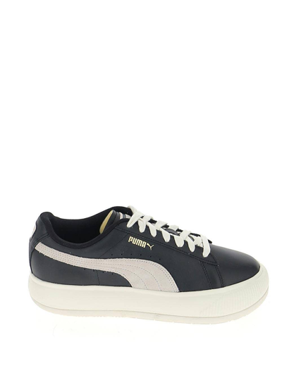Puma Black And White Leather Sneakers In Multi