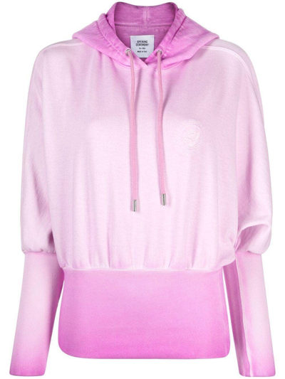 Opening Ceremony Pink Rose Crest Fade Crop Hoodie In Mauve
