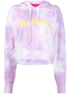 IRENEISGOOD SLOGAN-PRINT TIE-DYE HOODIE,IGHO009FUXIA