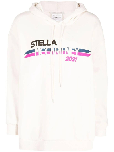 Stella Mccartney Logo Print Jersey Sweatshirt Hoodie In White