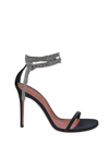 AMINA MUADDI GIORGIA CRYSTAL-EMBELLISHED SATIN SANDALS,GIORGIACRYSTALSANDALBLACK