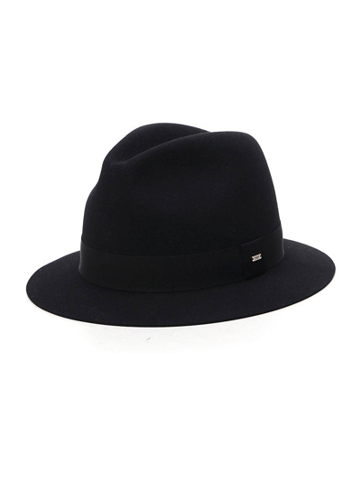 Saint Laurent Black Rabbit Fur Felt/leather Grosgrain-band Fedora Hat