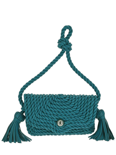 Bottega Veneta Classic Woven Shoulder Bag In Blue