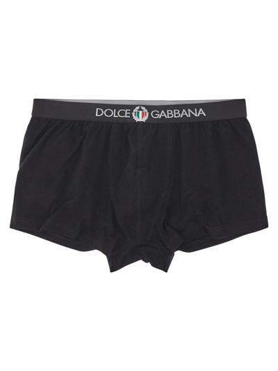 Dolce & Gabbana Waist Logo Boxer Shorts In Black