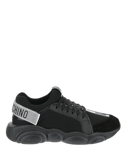 Moschino Logo-strap Teddy-sole Sneakers In Black