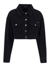 Dolce & Gabbana Cropped Denim Jacket With Pockets In Black