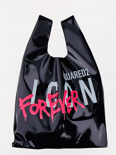 Dsquared2 Shopping Bag With Icon Forever Print In Black
