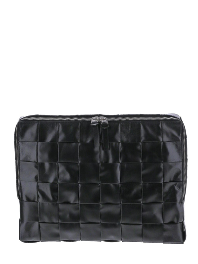 Bottega Veneta Intrecciato Shoulder Bag In Black