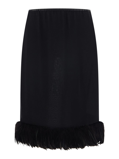 SAINT LAURENT LONG SKIRT WITH FEATHERS,683891Y115W1000