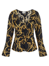 Ganni Silk Stretch Satin U-neck Fitted Blouse In Black
