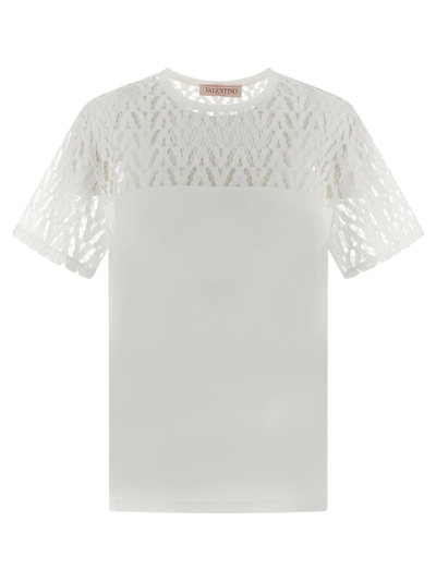 Valentino V-cut-out T-shirt In White