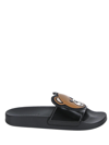 Moschino Couture Slide Teddy Bear Sandals In Black