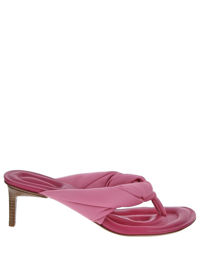 Jacquemus Beaded Twist Thong Sandals In Pink