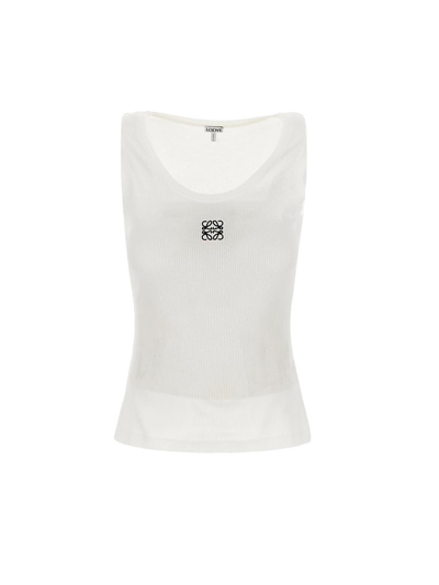 Loewe Anagram-embroidered Stretch-cotton Tank Top In White