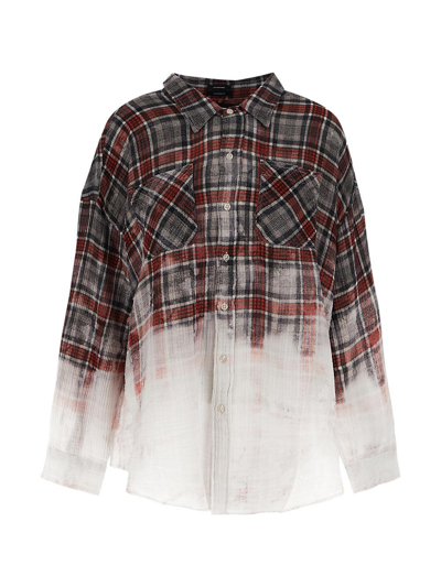R13 Bleach Dip Plaid Oversize Cotton Button-up Shirt In Multicolor