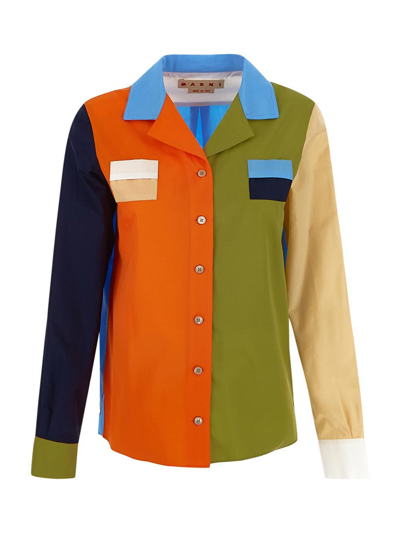 Marni Colour-block Long-sleeve Shirt In Multicolor