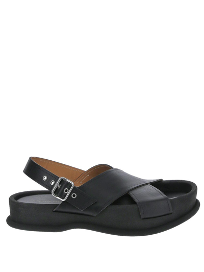 Dries Van Noten Black Leather Sandals