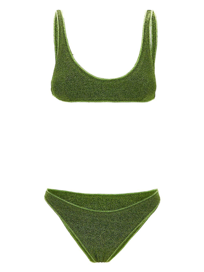 Oseree Glittered Scoop-neck Bikini Set In Green