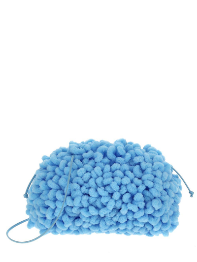 Bottega Veneta Light Blue Mini Pouch Bag In Chenille
