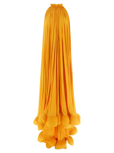 Lanvin Ruffled-hem Detail Gown In Orange