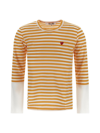 Comme Des Garçons Play Logo-patch Striped Long-sleeve T-shirt In White