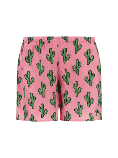 Yes I Am Cactus Print Tech Swim Shorts In Pink