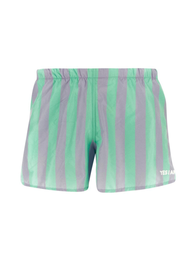 Yes I Am Striped Beach Shorts In Multicolor