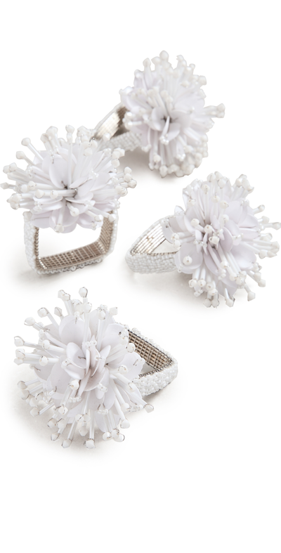 Kim Seybert Starburst Napkin Rings Set Of 4 In White