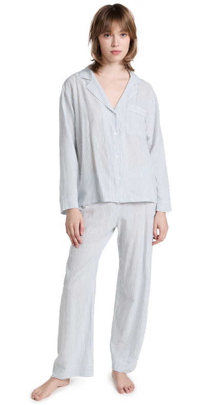 Eberjey Frida Whipstitch Long Pyjama Set In Heather Grey/sorbet
