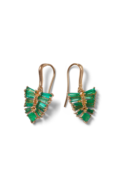 Nak Armstrong 20k Rose Gold Small Leaf Earrings In Green